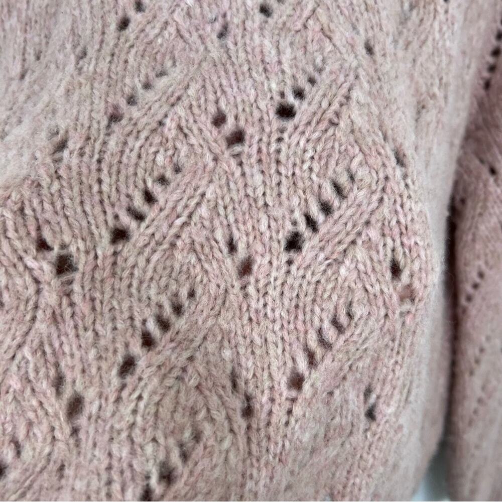 J. Crew Pointelle Heather Pink Crewneck Wool Blend Sweater Size Large - Picture 6 of 13